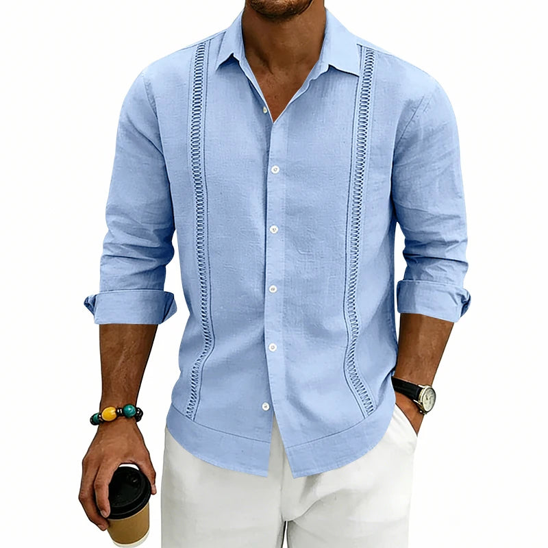 Camisa Masculina de Linho Listrada Rotalume