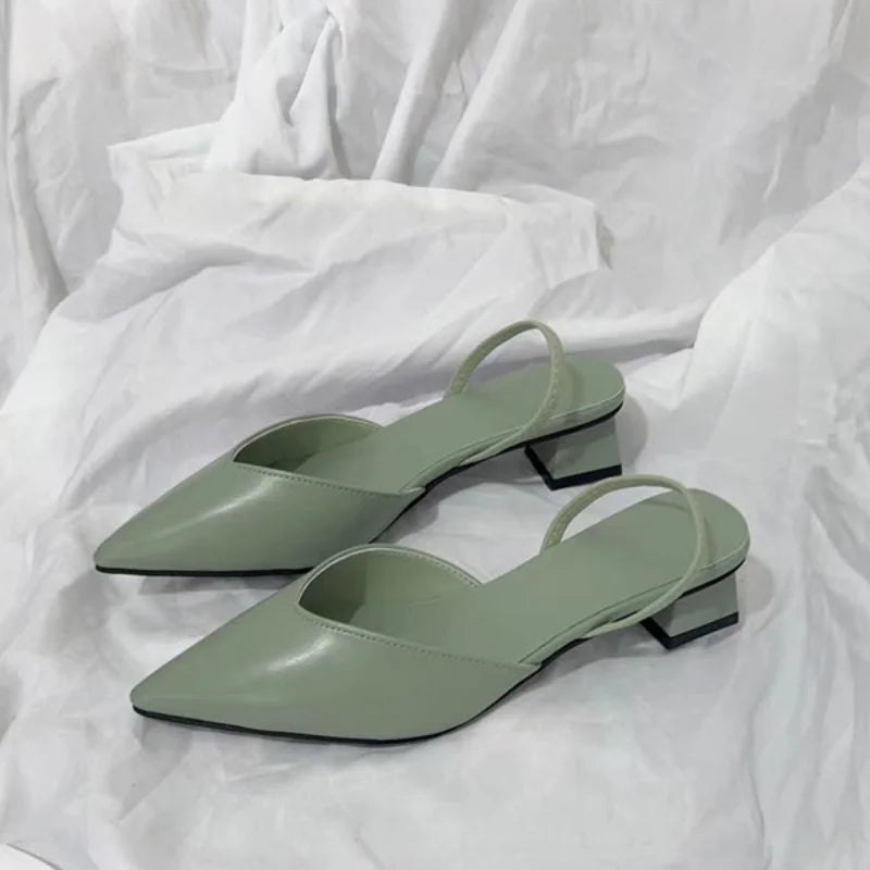 Sandália Feminina Rasteira Salto Alto Bico Fino