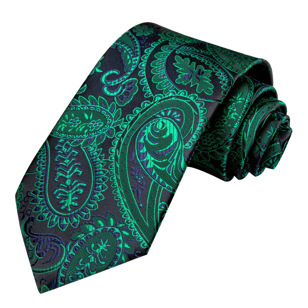 Gravata Masculina Verde Floral com Lenço de Bolso