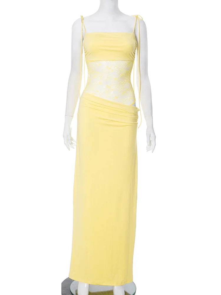 Vestido Longo de Festa em Renda Sexy Royal Glow™