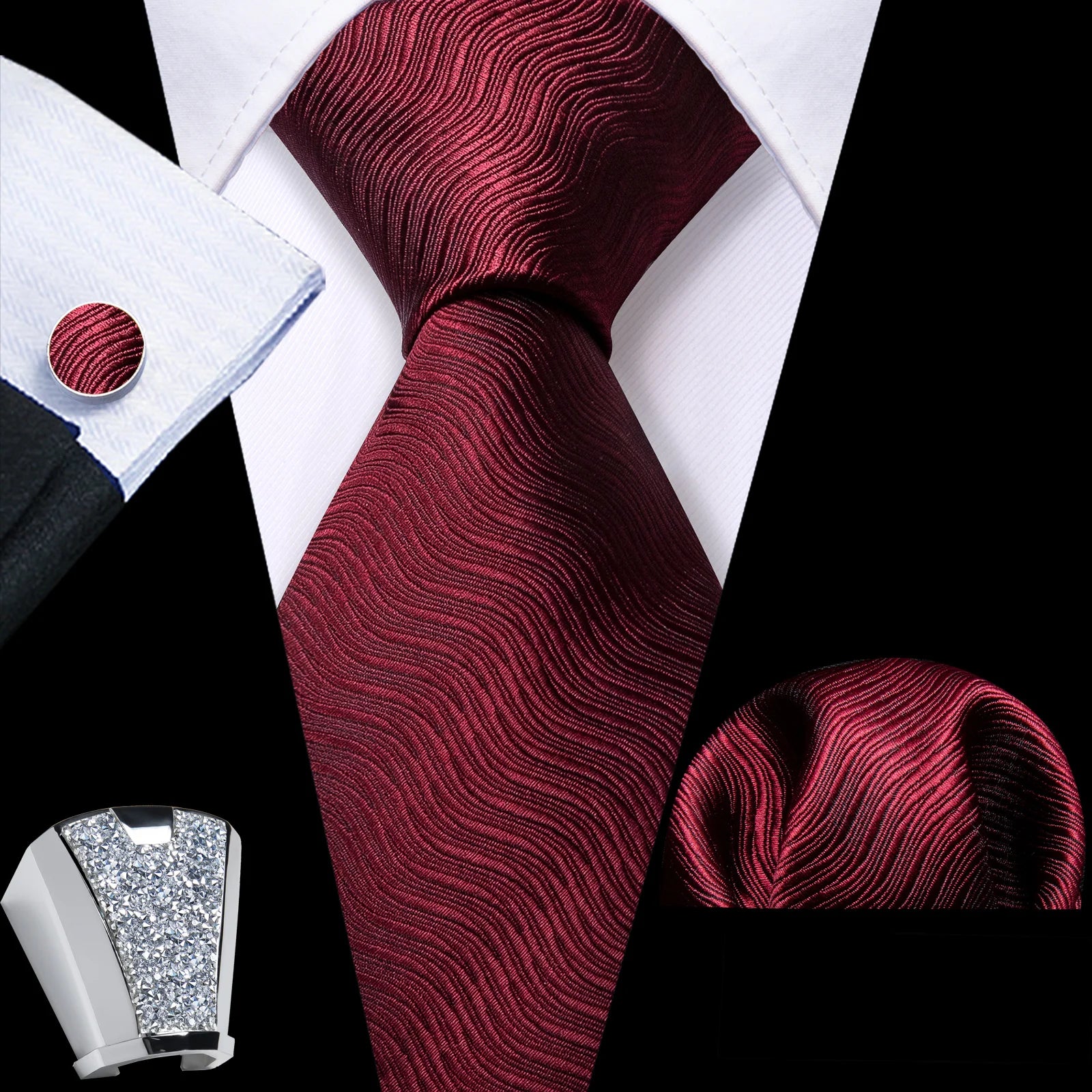 Gravata Masculina de Poliéster com Acessórios Design Exclusivo