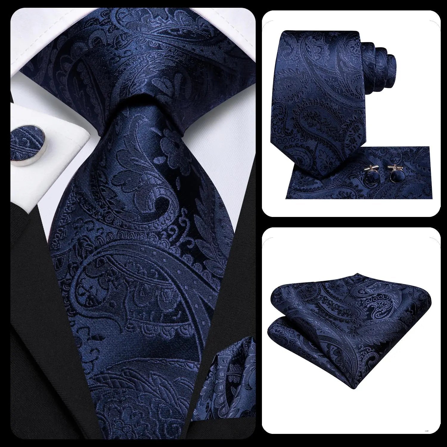 Gravata Masculina Poliéster com Estampa Azul Paisley Texturizada by Loja Bruna Modas
