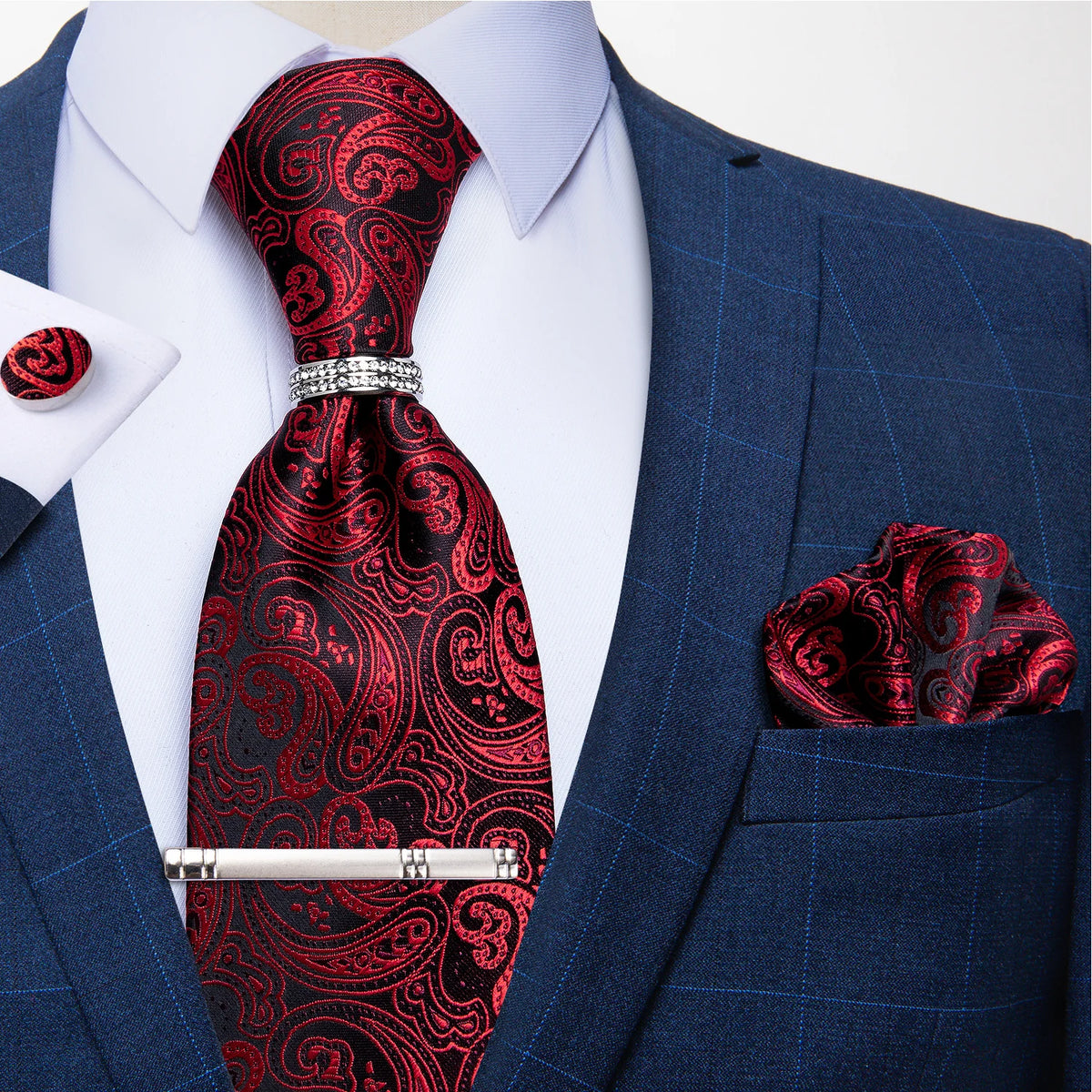 Gravata Masculina Plissada de Luxo com Acessórios