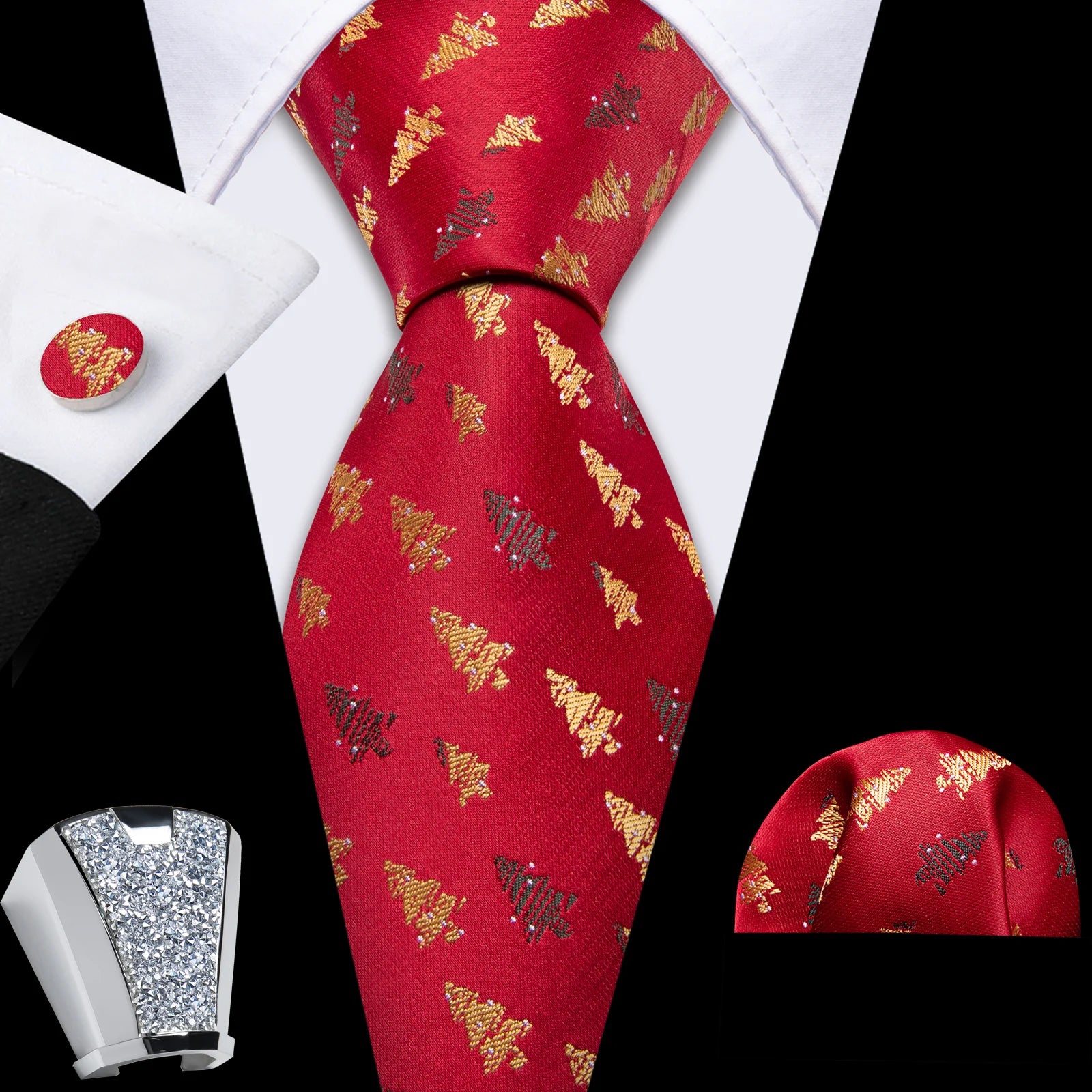 Gravata Masculina de Poliéster com Acessórios Design Exclusivo