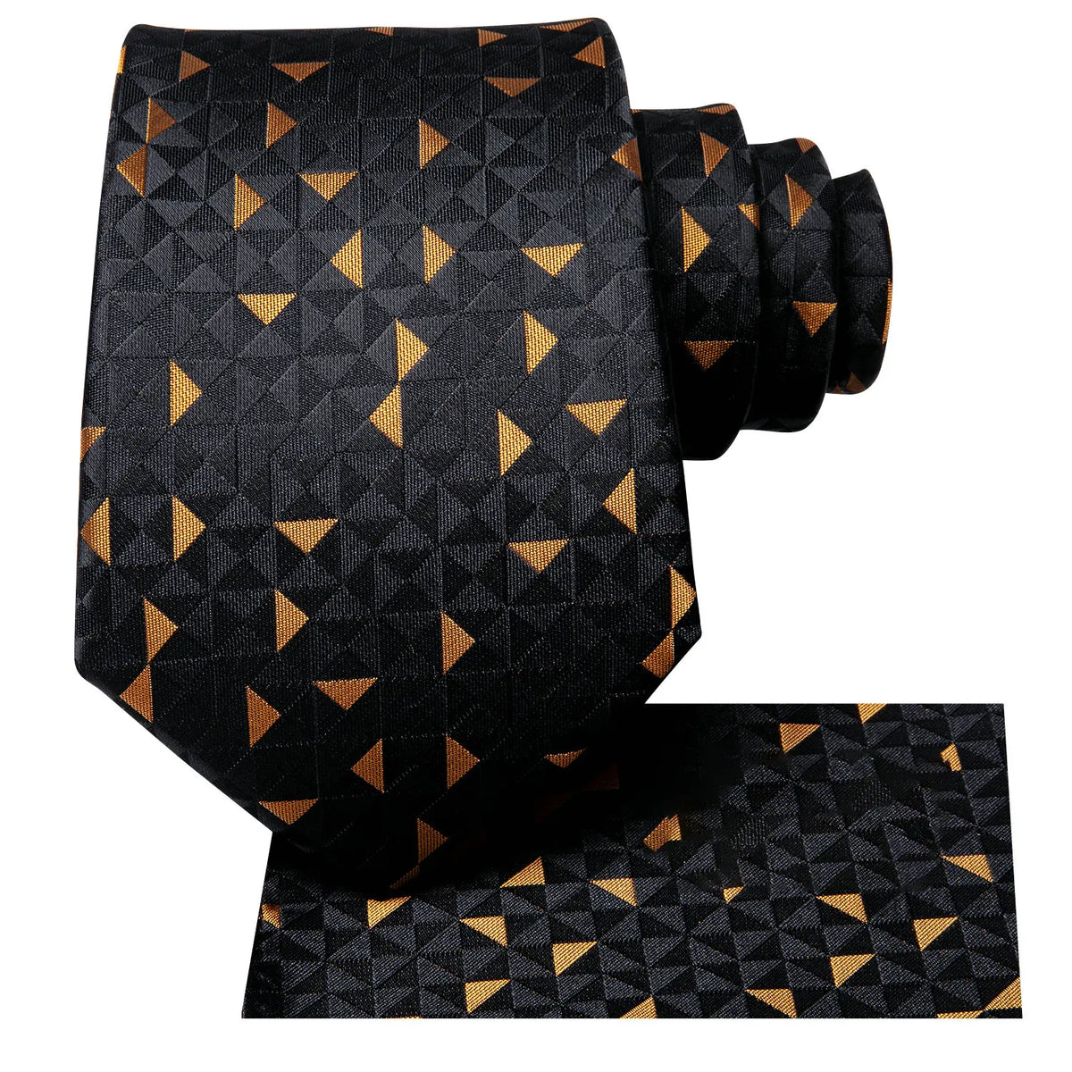 Gravata Masculina Poliéster Preto com Lenço de Bolso