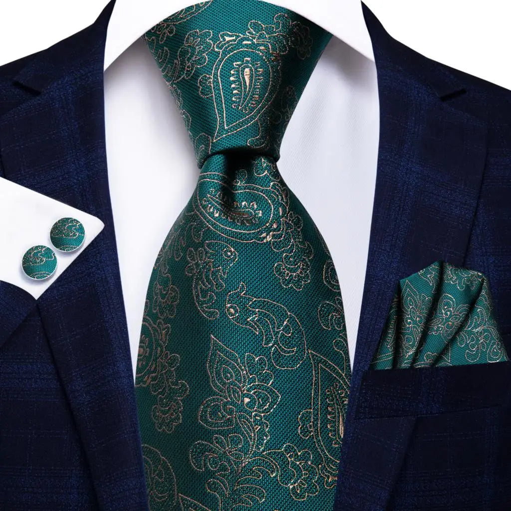 Kit Gravata Masculina Social Estilo Moderno com Lenço e Abotoaduras Premium