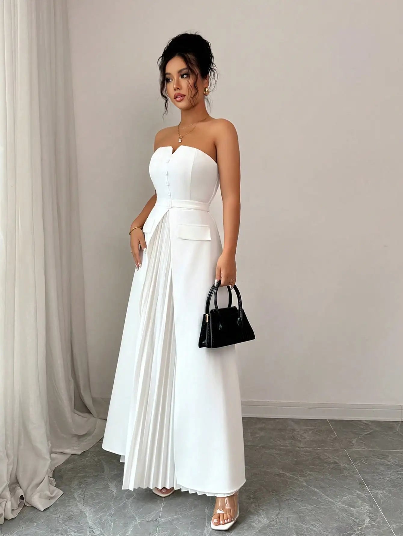 Vestido Longo Feminino Branco Costa Nua by Loja Bruna Modas