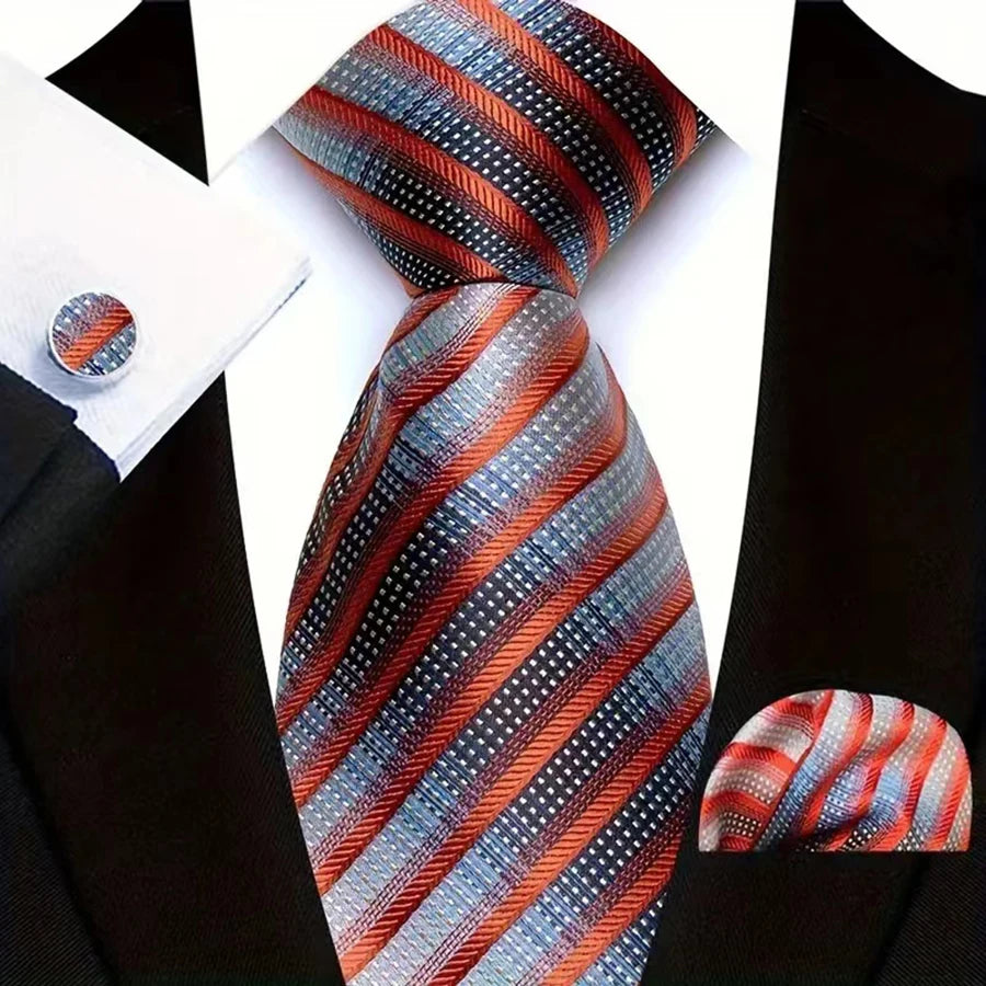 Gravata Masculina de Luxo em Jacquard Listrada