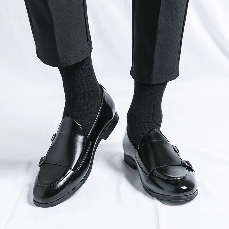 Sapato Masculino de Couro PU Estilo Monge