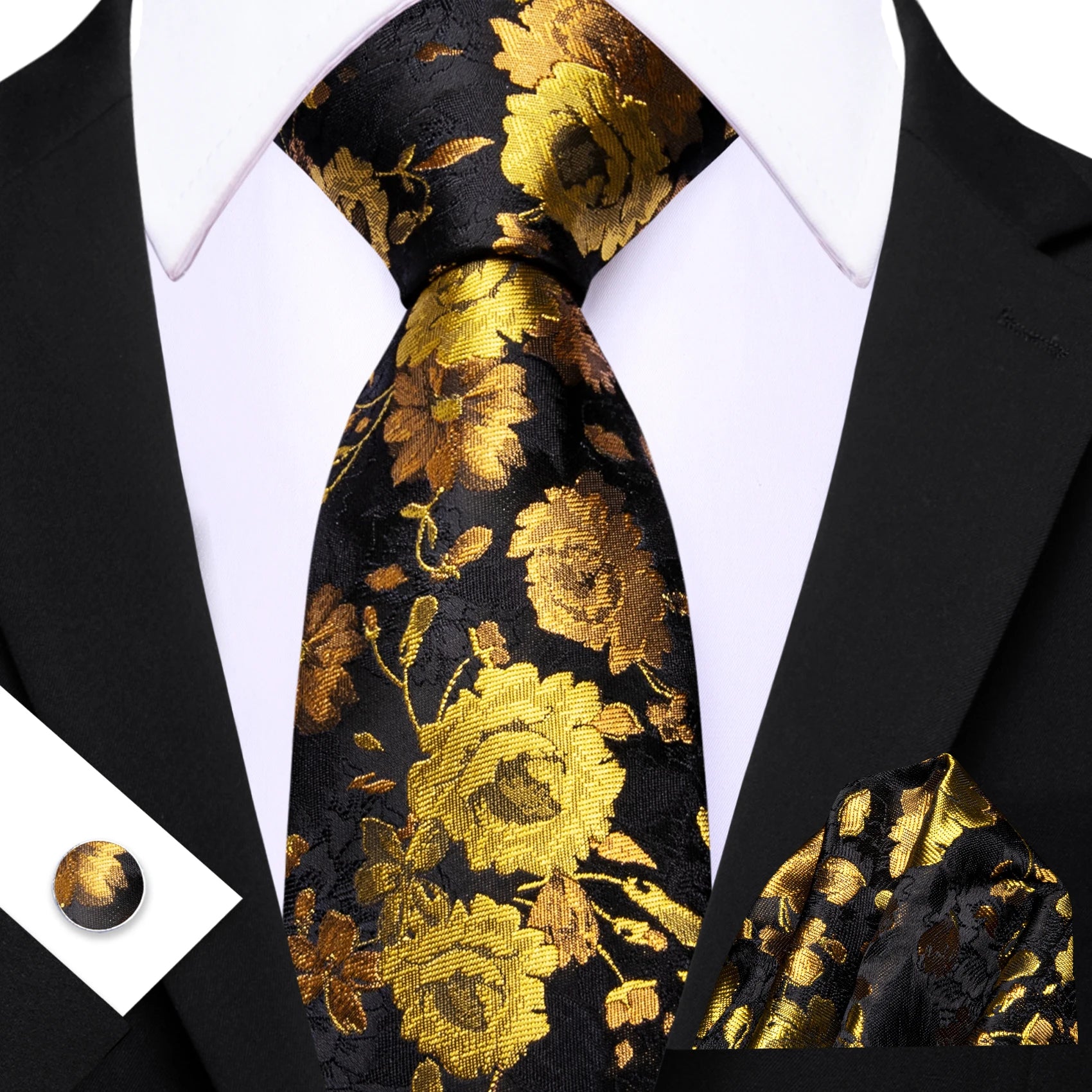 Conjunto de Gravata Masculino Floral Clássico