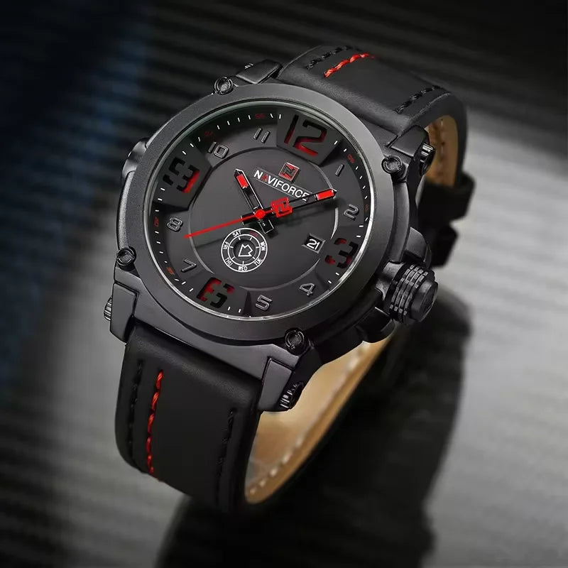 Relógio Masculino Esportivo de Quartzo com Pulseira de Couro PU