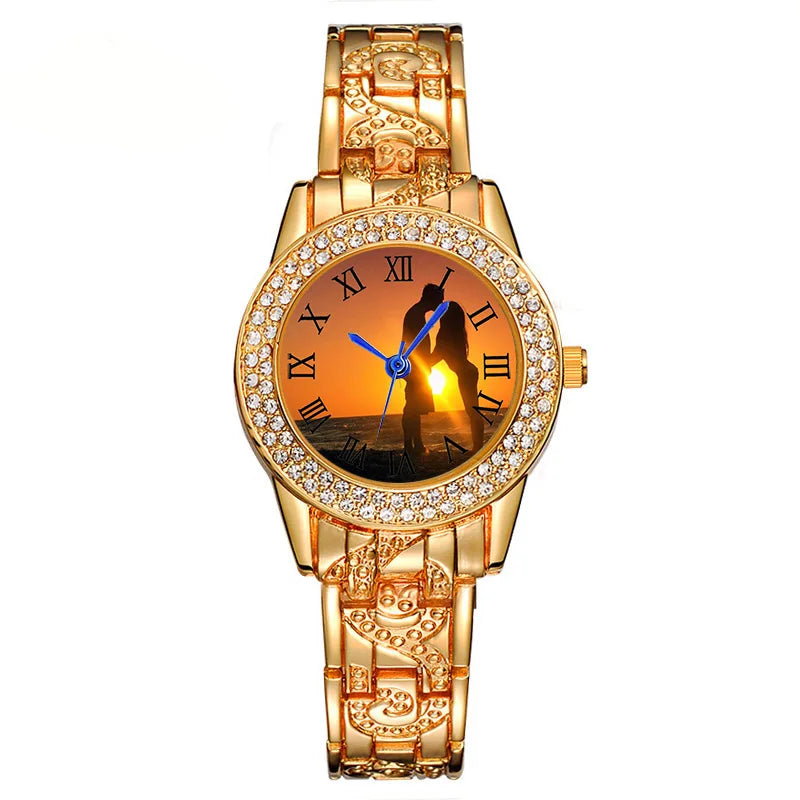 Relógio de Pulso Feminino de Strass Personalizado by Loja Bruna Modas