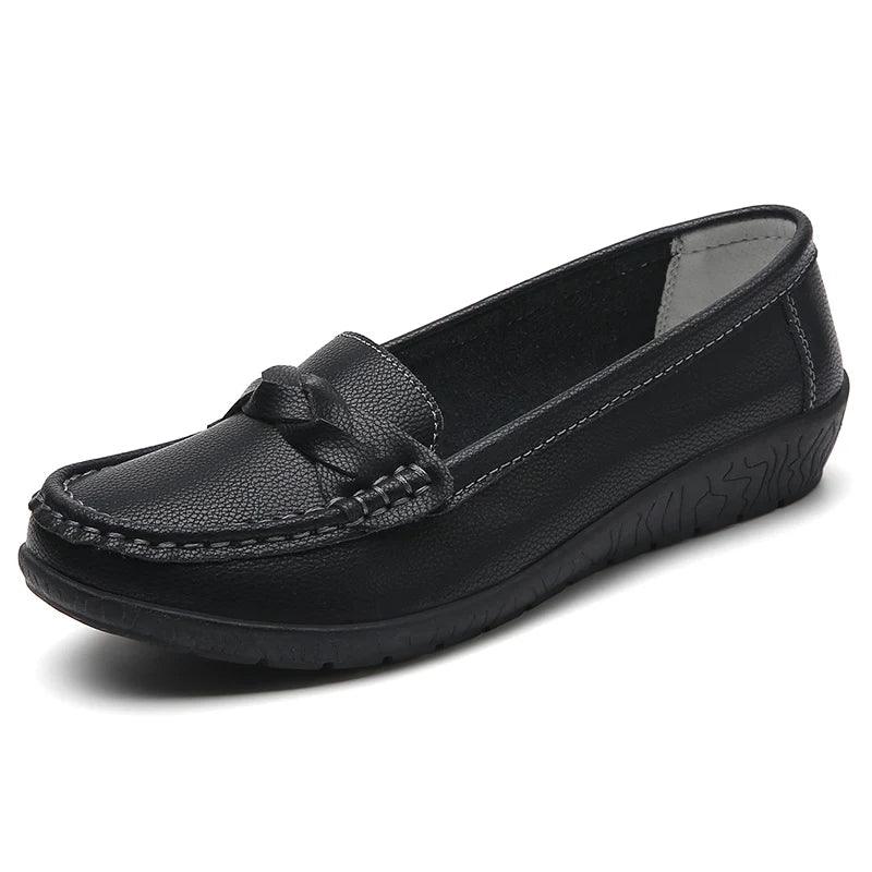 Mocassins de Couro Genuíno Feminino Conforto e Estilo Casual