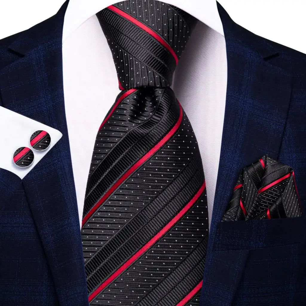 Conjunto Gravata Masculina com Lenço e Abotoaduras Social Elegante by Loja Bruna Modas