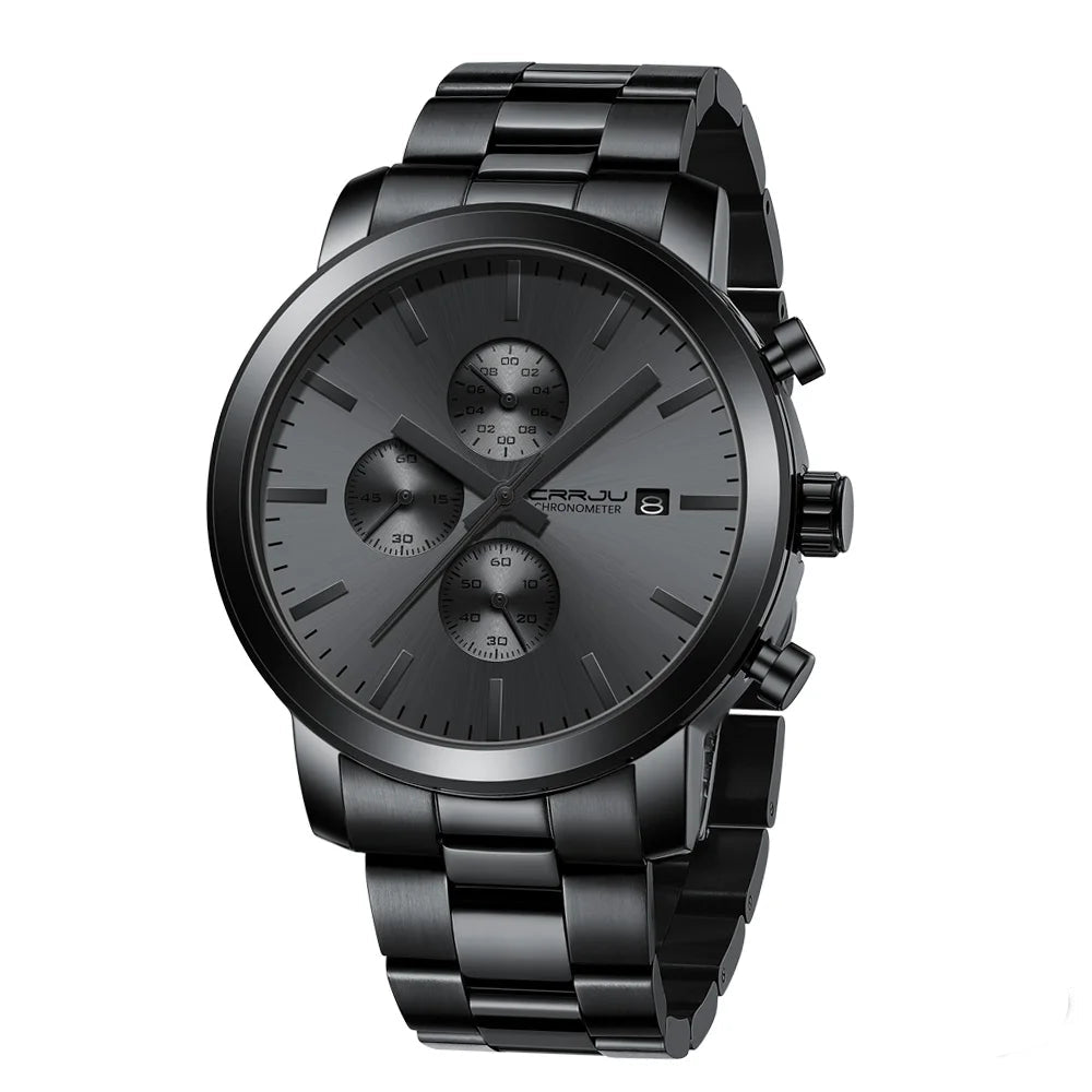 Relógio Masculino de Luxo em Aço Inoxidável Preto