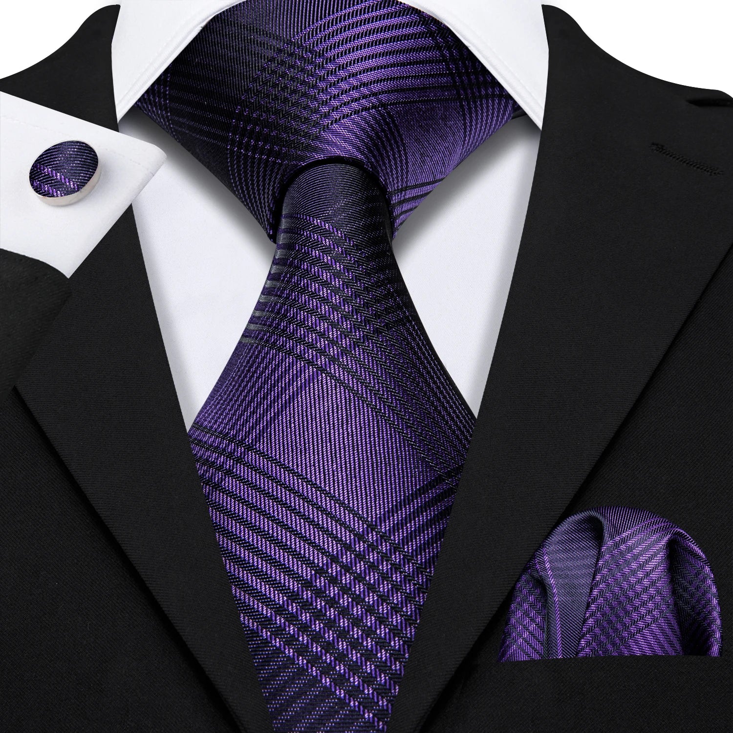 Gravata de Luxo em Seda Jacquard + Lenço & Abotoaduras RoyalTie Set™