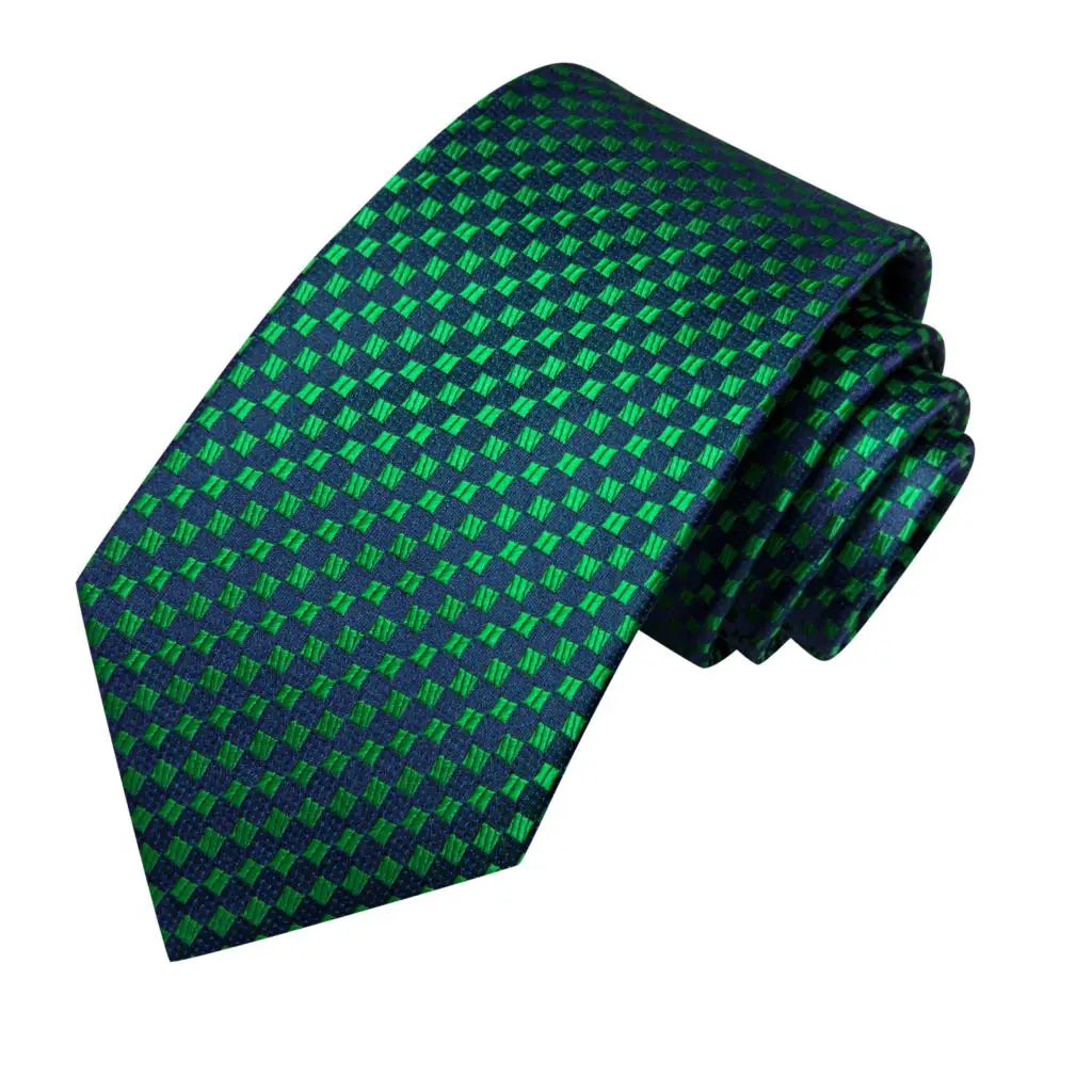 Gravata Masculina de Seda Verde 8,5 cm com Acessórios