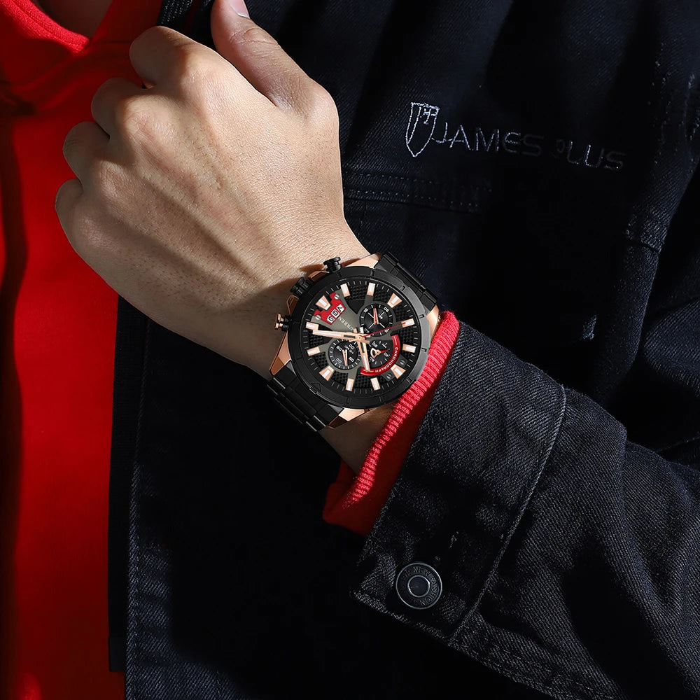 Relógio Masculino Pulseira de Aço Inoxidável com Mostrador Grande by Loja Bruna Modas