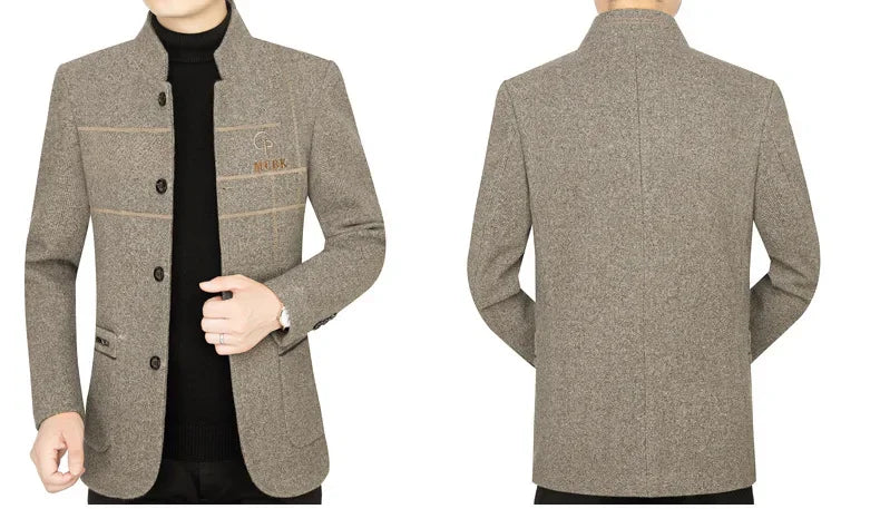 Blazer Masculino Casuais de Lã Slim Fit