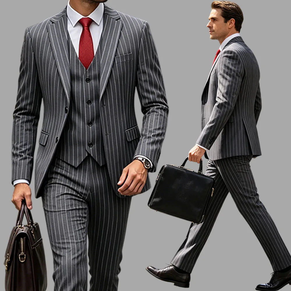 Terno Masculino Slim Listrado 3 Peças Altavero