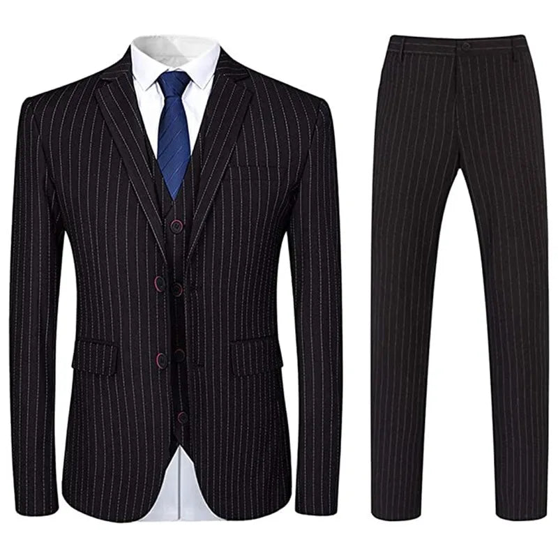 Terno Masculino de 3 Peças Slim Risca de Giz