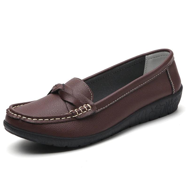 Mocassins de Couro Genuíno Feminino Conforto e Estilo Casual
