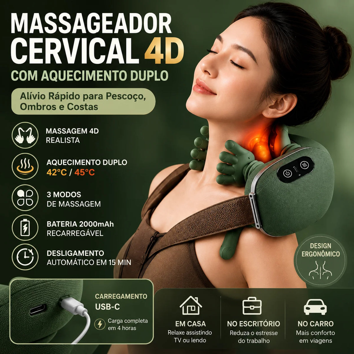 Massageador 4D Biônico Sem Fio FlexiRelief