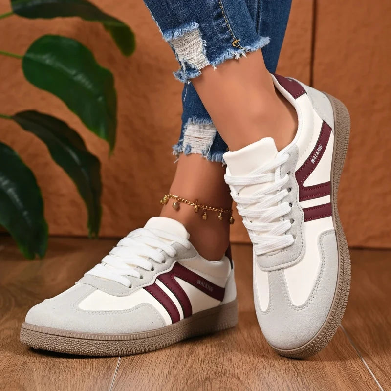 Tênis Feminino Casual de Couro PU Respirável e Antiderrapante