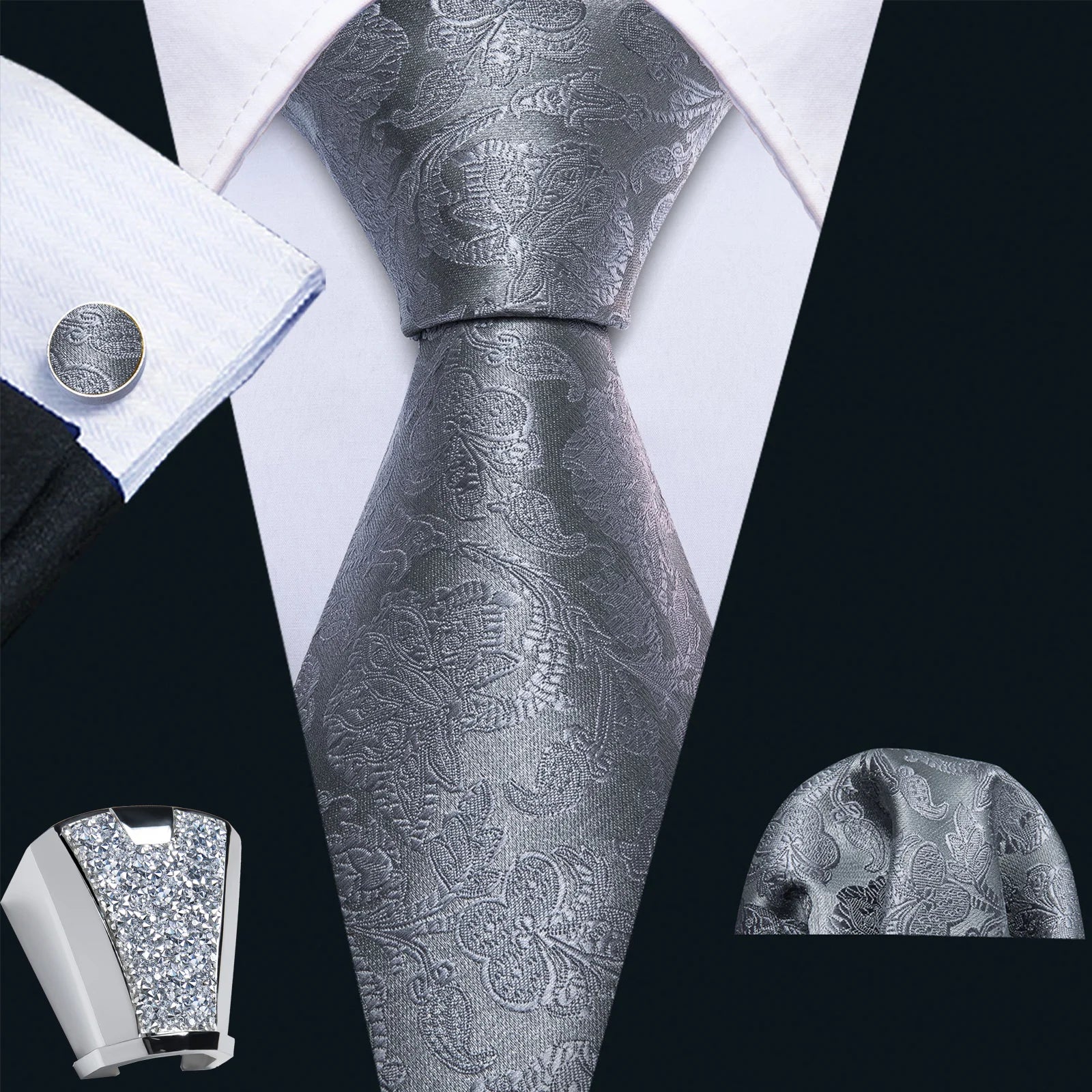 Gravata Masculina de Poliéster com Acessórios Design Exclusivo