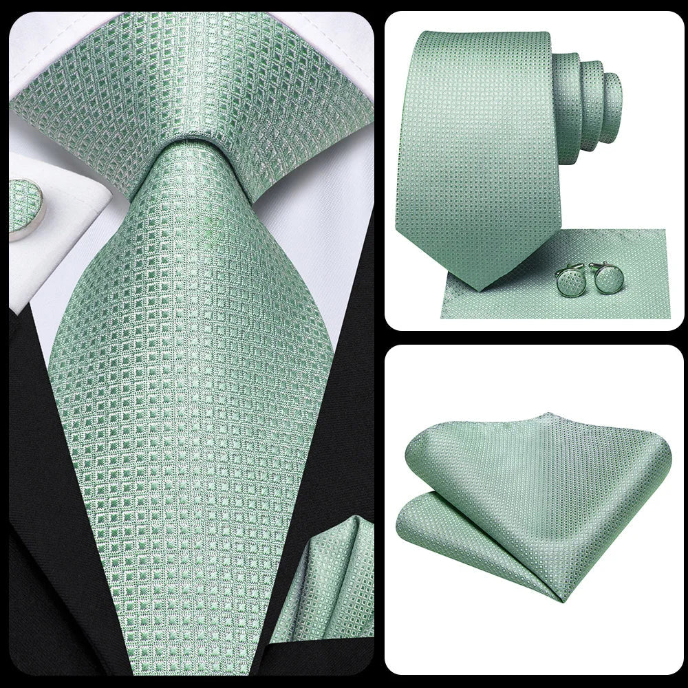 Gravata Masculina de Seda Verde Menta com Acessórios by Loja Bruna Modas