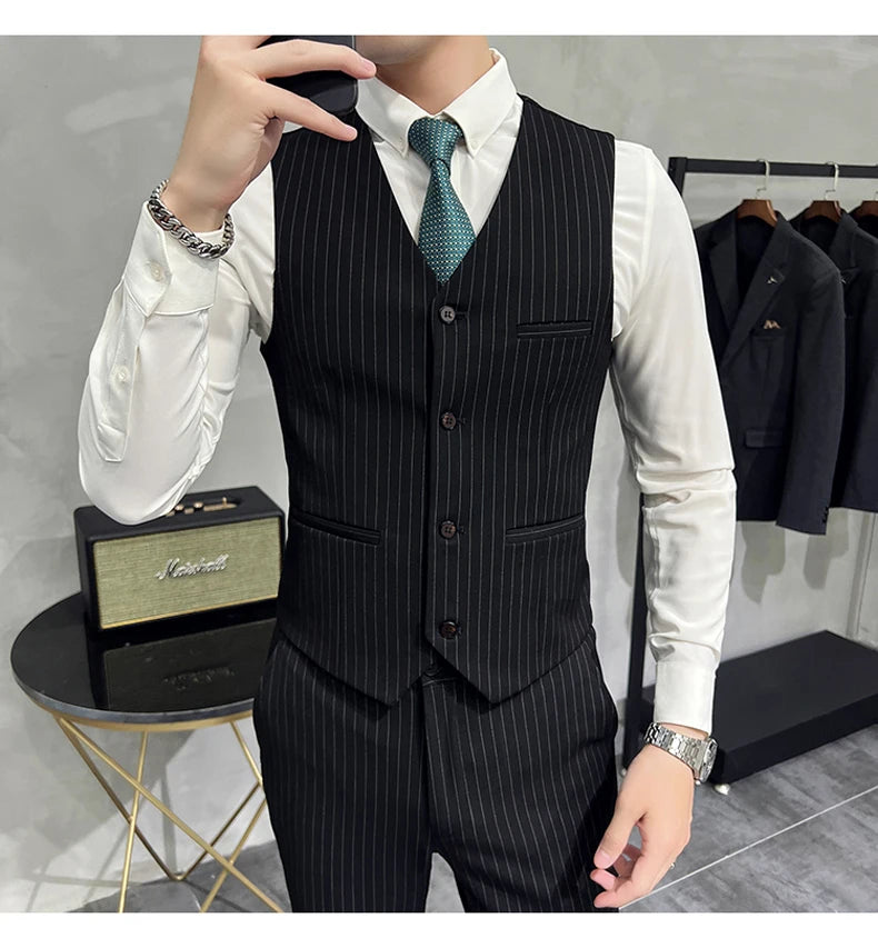 Terno Masculino Slim Listrado 3 Peças Valdoro