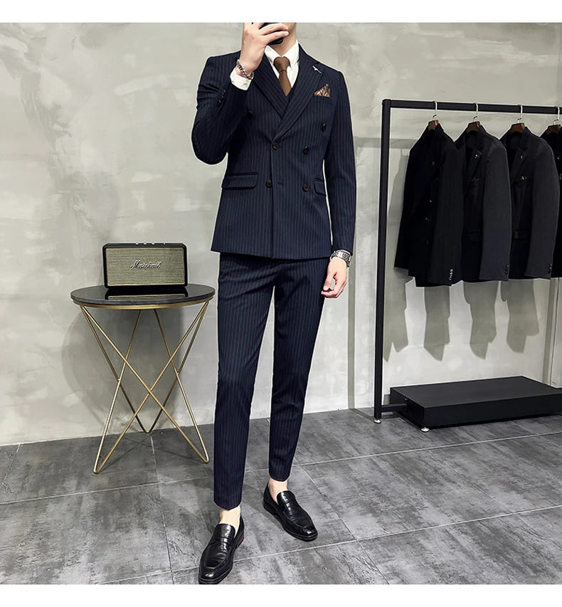 Terno Masculino Slim Listrado 3 Peças Valdoro