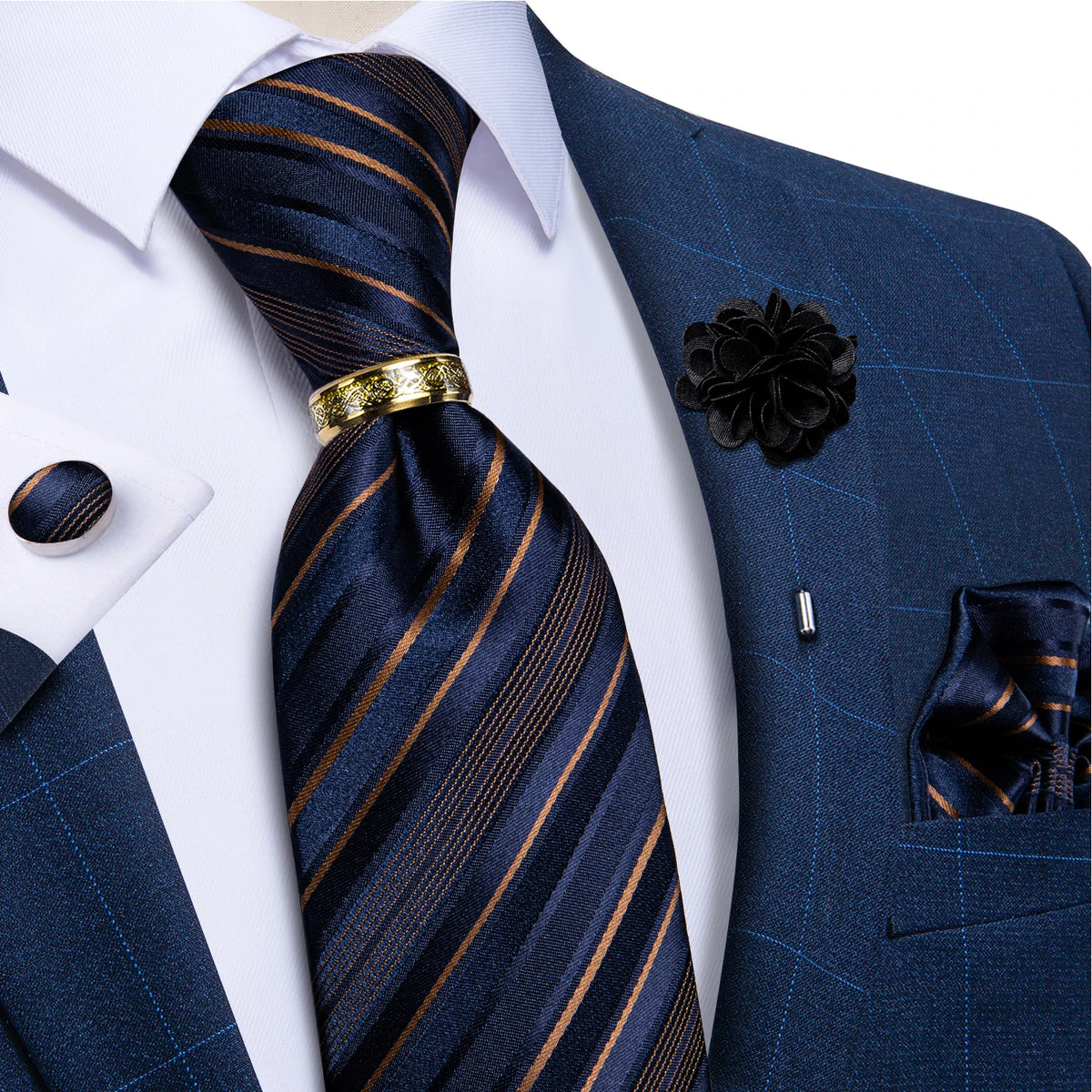 Gravata Masculina de Luxo 8cm com Acessórios
