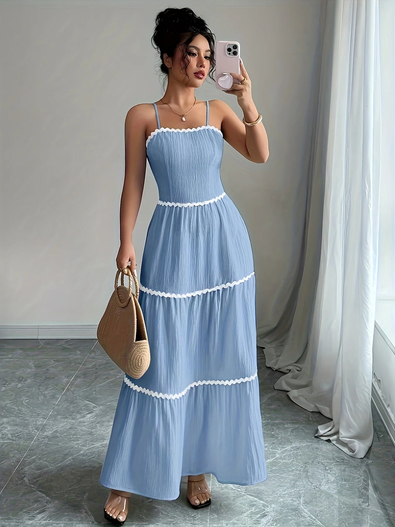 Vestido Longo Feminino Casual com Alças Finas