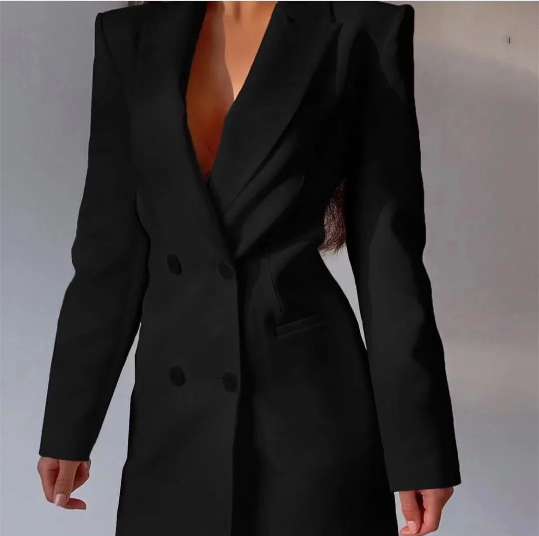 Vestido Feminino de Alfaiataria Abotoamento Duplo