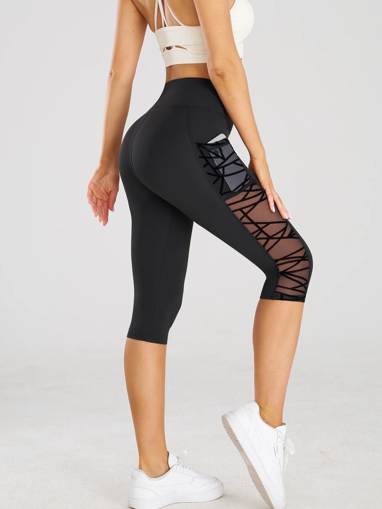 Calça Feminina de Leggings Cintura Alta Com Bolsos