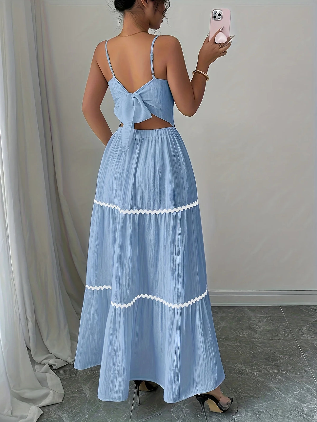 Vestido Longo Feminino Casual com Alças Finas by Loja Bruna Modas