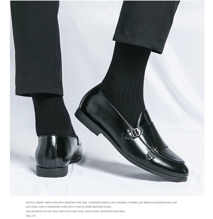Sapato Masculino de Couro PU Estilo Monge