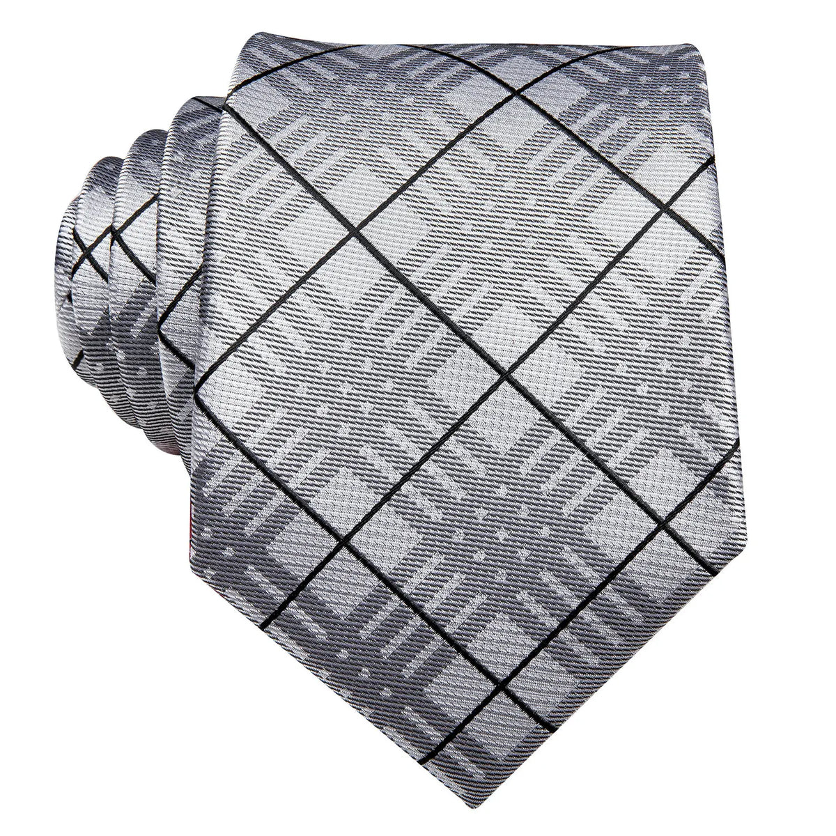 Gravata Masculina Cinza Claro com Lenço de Bolso