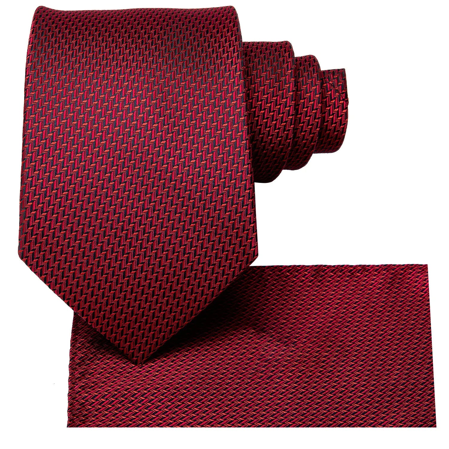 Gravata Masculina Poliéster Vermelho com Lenço de Bolso