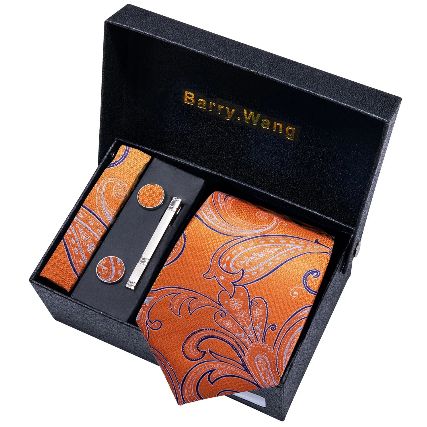 Conjunto Gravata Masculina Social Moderna com Lenço e Abotoaduras