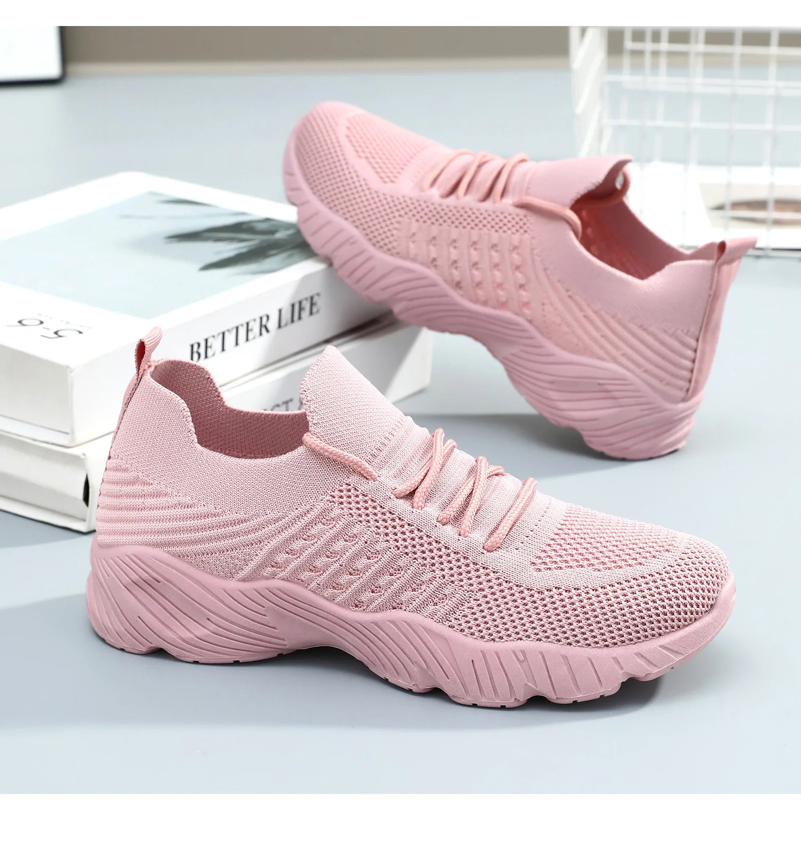 Tênis Feminino Casual Leve de Malha Respirável Antiderrapante