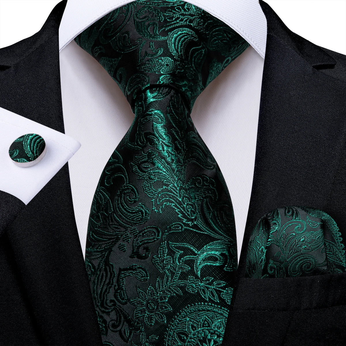 Gravata Masculina Verde de Luxo 8 cm com Acessórios