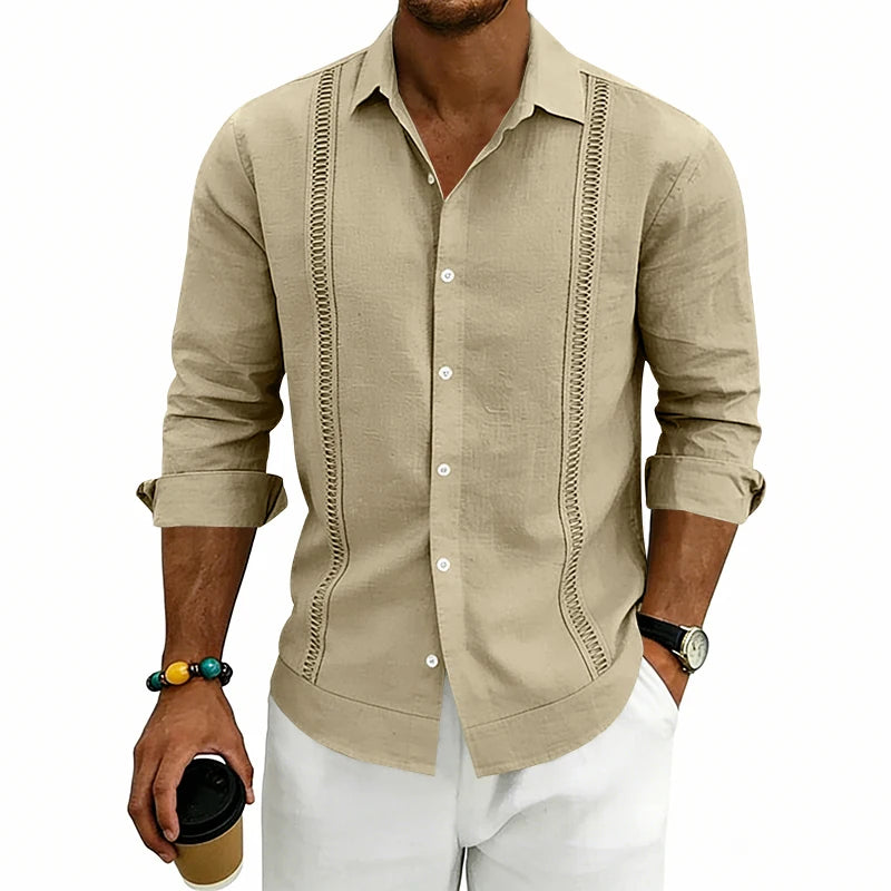 Camisa Masculina de Linho Listrada Rotalume