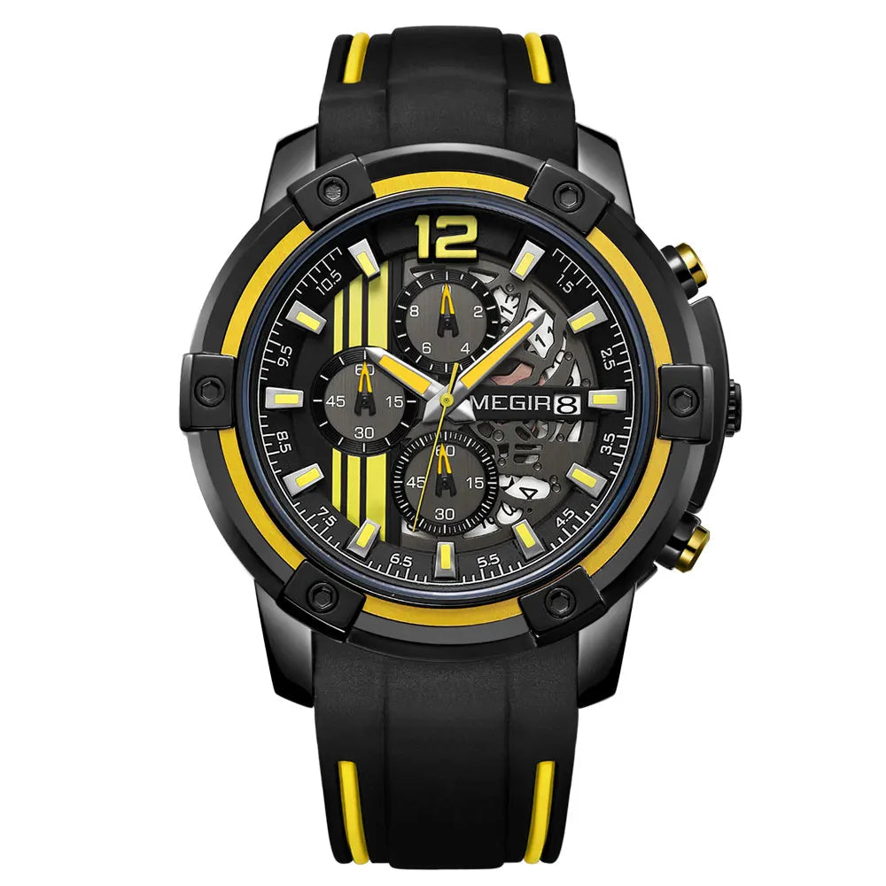 Relógio de Pulso Masculino Esportivo com Pulseira de Silicone Preta
