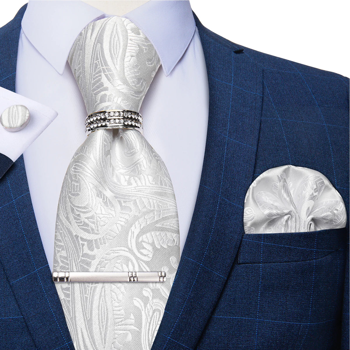 Gravata Masculina Plissada de Luxo com Acessórios