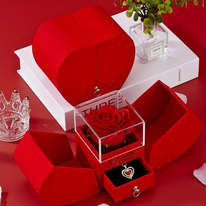 Colar Feminino com Caixa de Joias de Luxo e Flores Artificiais