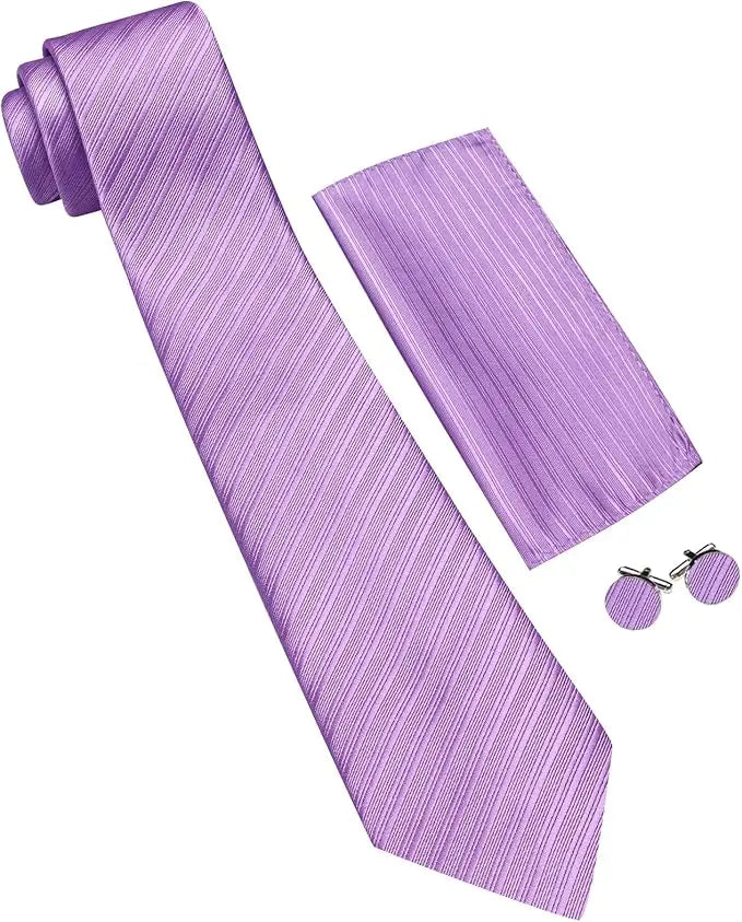 Gravata Masculina Poliéster com Lenço e Abotoaduras