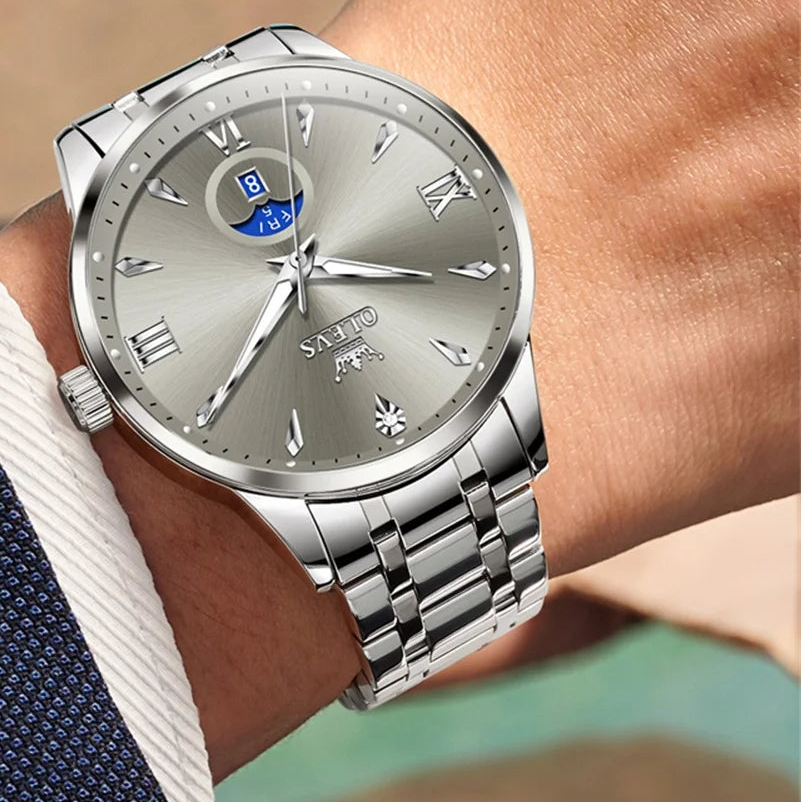 Relógio Masculino Clássico com Pulseira de Aço
