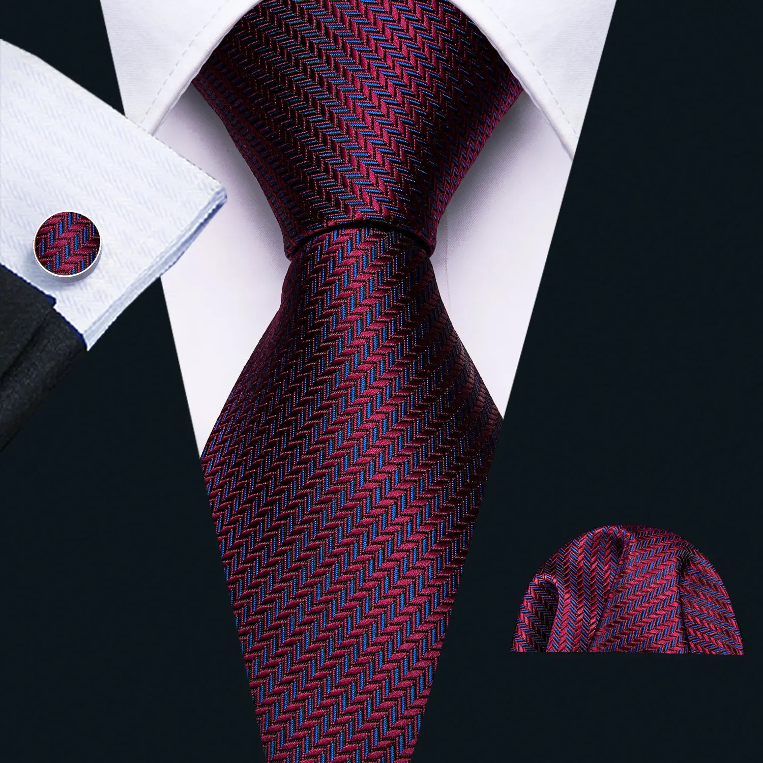 Gravata Masculina de Luxo Vermelho com Acessórios